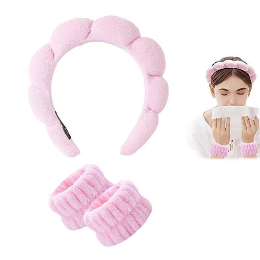 Spa Headband Wristlet Set Pink