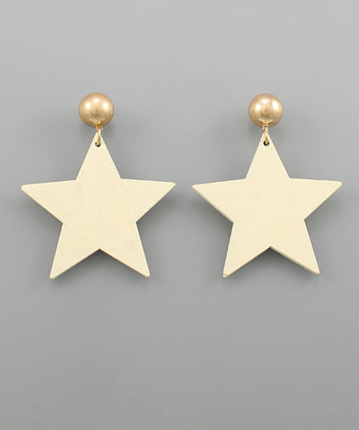 Wooden Star Earring