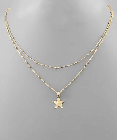 Star Layered Necklace Gold