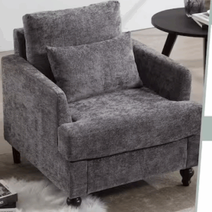 Modern Oversized Gray Chenille Wood Frame Upholstered Accent Armchair