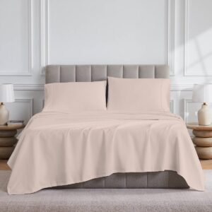 Purity Home King 400 Thread Count Wrinkle Free Cotton Sheet Set Blush: Sateen Weave, Deep Pocket, OEKO-TEX