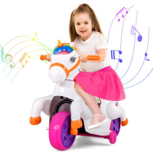 12V Unicorn Ride on Toy with Training Wheels and Horse Riding Mode