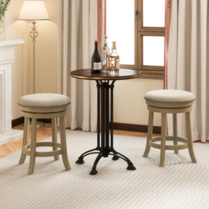 24/26.5 Inches Swivel Bar Stools Set of 2 wth Wooden Frame