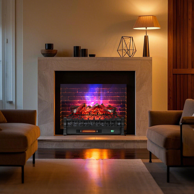 26 Inch WiFi Infrared Quartz Electric Fireplace Insert Logs Heater with Realistic Lemonwood Logs retail $170