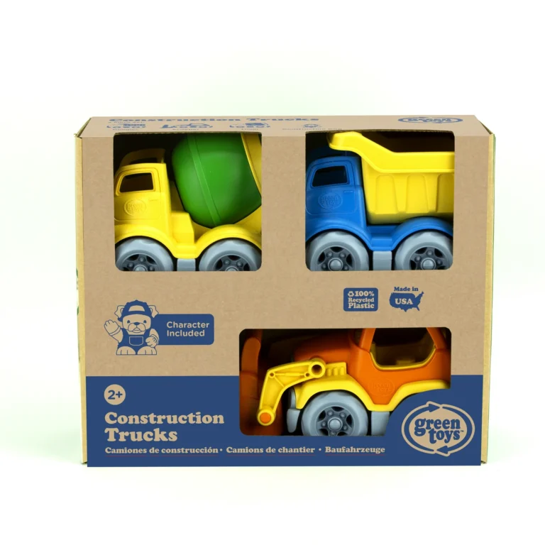 Green Toys Construction Trucks: BPA-Free Plastic Vehicle Set for Toddlers, 3-Piece Non-Powered Playset