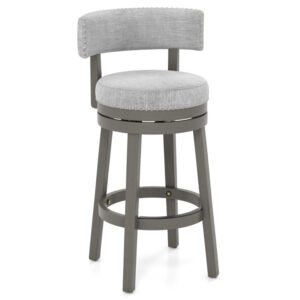 31 Inch Swivel Bar Stool with Upholstered Back Seat and Footrest