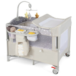 5-in-1 Portable Baby Beside Bassinet with Diaper Changer