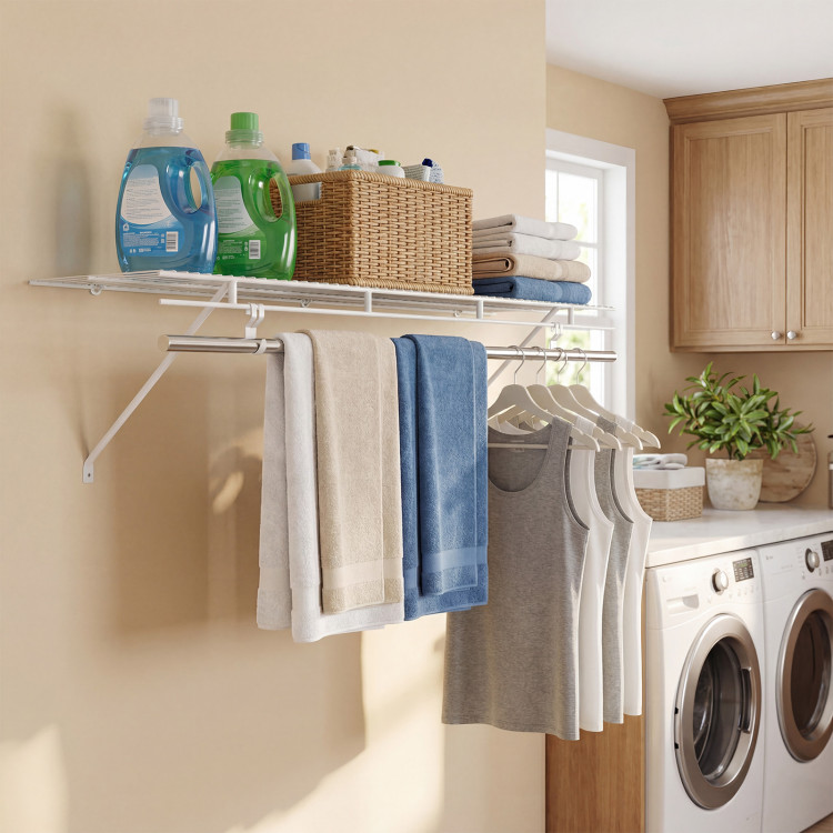 Closet Shelves Wall Mounted with Ventilated Metal Wire Shelving Kit