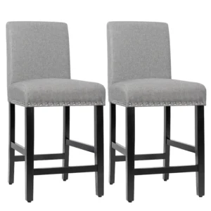 Costway Set of 2 25'' Kitchen Breakfast Chairs Nailhead Bar Stools retail $190