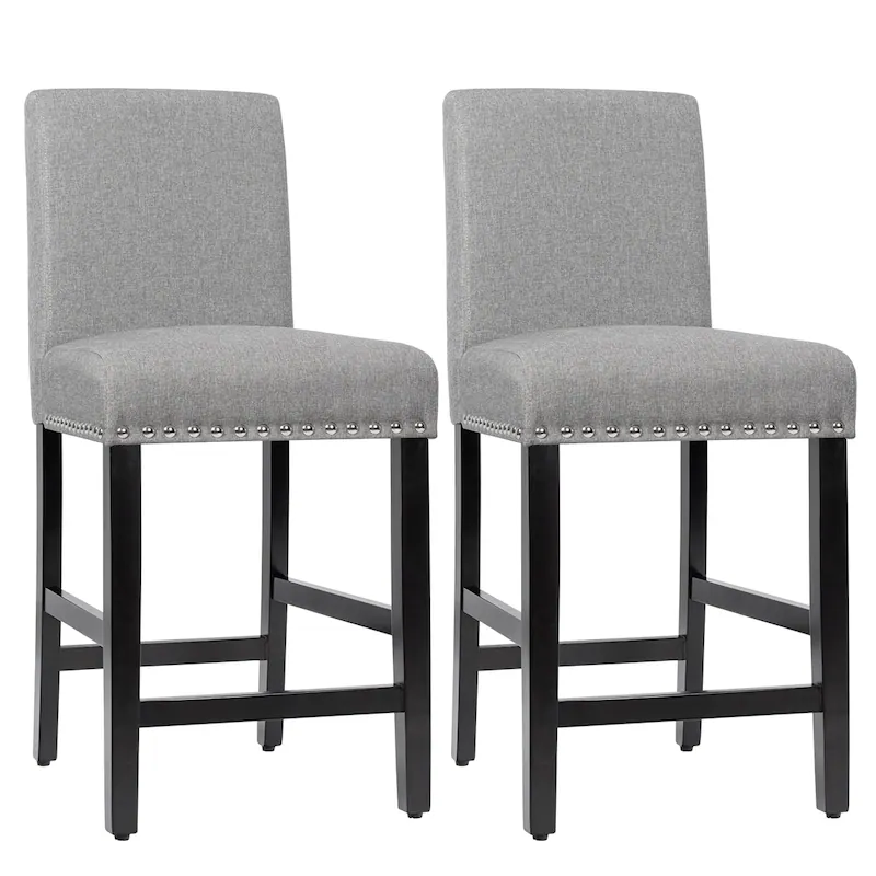 Costway Set of 2 25” Kitchen Breakfast Chairs Nailhead Bar Stools retail $190