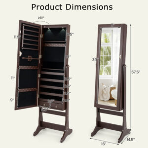 Lockable Mirrored Jewelry Cabinet with Stand and 2 LED Lights retail $110