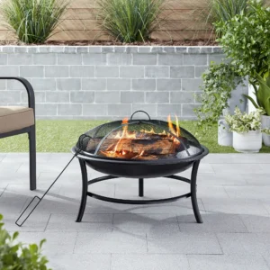 Mainstays 26" Round Iron Outdoor Wood Burning Fire Pit, Black