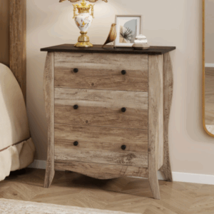 Dresser for Bedroom with 3 Folding Fabric Drawers and Anti-tipping Kit