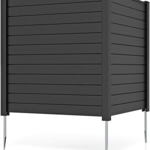 Giantex Air Conditioner Fence 2 Panels - 48''W x 48''H Outdoor Privacy Screen with Upgraded Metal Stakes, PP Trash Can Enclosure, Decorative Garden Fences for Patio Lawn AC Unit Pool Pump, Black