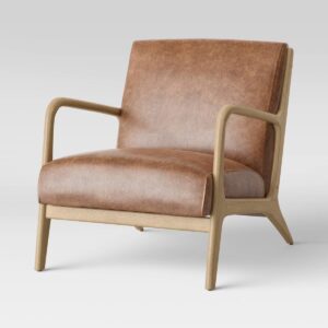 Esters Wood Armchair Caramel Faux Leather - Threshold™