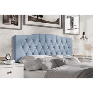 ChaletPosh Light Blue Twin Velvet Upholstered Headboard