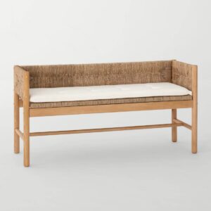 Elden Wood Bench with Woven Back and Loose Cushion Seat - Threshold™ designed with Studio McGee built retail $240