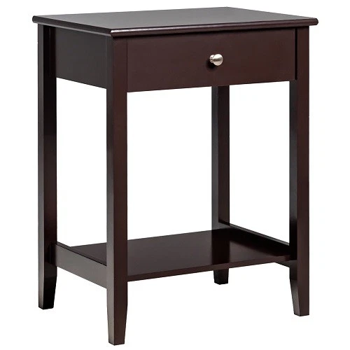 Costway HW65744BN Nightstand End Table Storage Display Bedroom Furniture Drawer