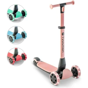 Yvolution Glider Nua Pink 3-Wheel Kids Scooter Light-up Wheels Adjustable for Boys or Girls Age 3+