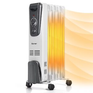 Costway 1500W Electric Oil Filled Radiator Space Heater 5.7 Fin Thermostat Room Radiant missing wheels