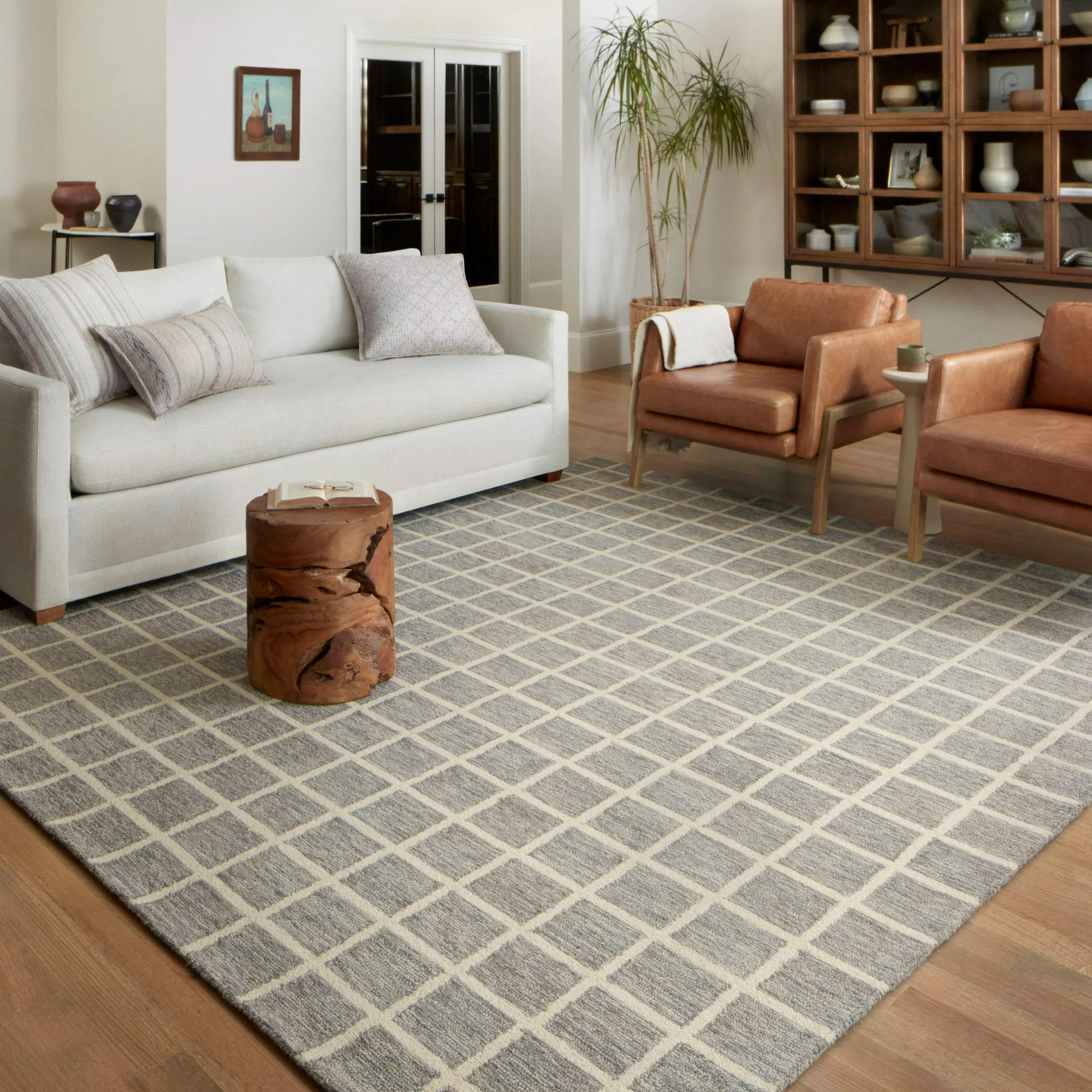 Chris Loves Julia x Loloi Polly Grid Slate/Ivory 9′-3″ x 13′ Area Rug retail $605 photos in description
