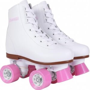 Chicago Rink Roller Skates for Girls & Boys – Durable Top Performance Indoor/Outdoor Use Skate Shoes with Padded Ankle Collar, Lace-Up & Velcro Strap – 54mm Urethane Wheels, Semi-Precision Bearings size j10