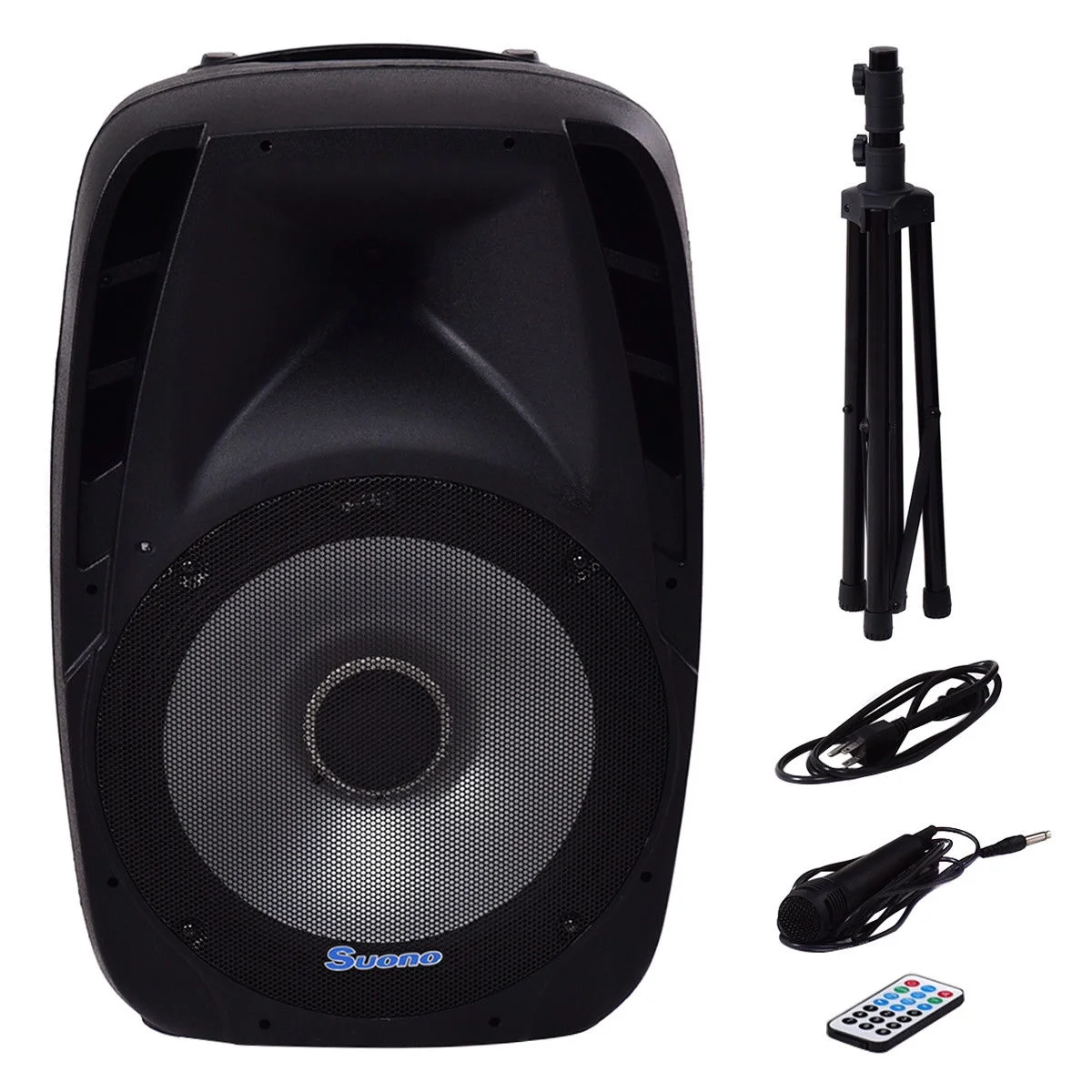 Costway Portable 15” 1500W 2-way Powered Speaker Music w Illuminating Light