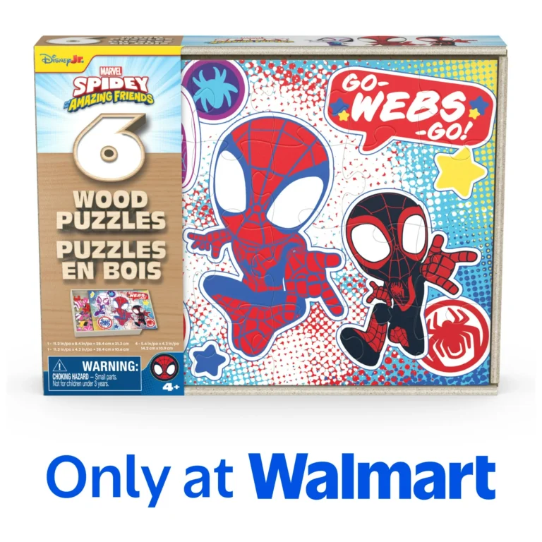 Spin Master Games, Spidey and Friends 6-Pack of Wooden Jigsaw Puzzles, for Ages 3 and up