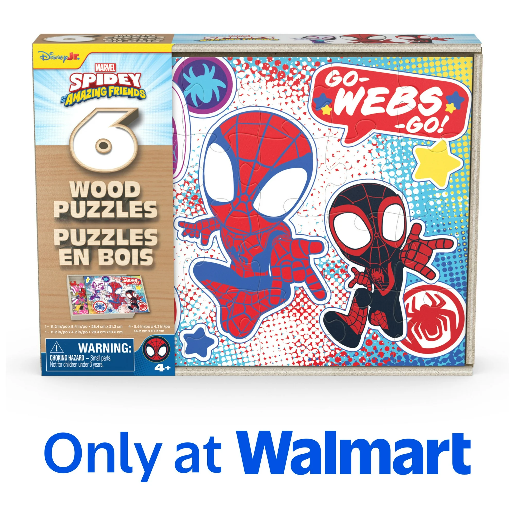 Spin Master Games, Spidey and Friends 6-Pack of Wooden Jigsaw Puzzles, for Ages 3 and up