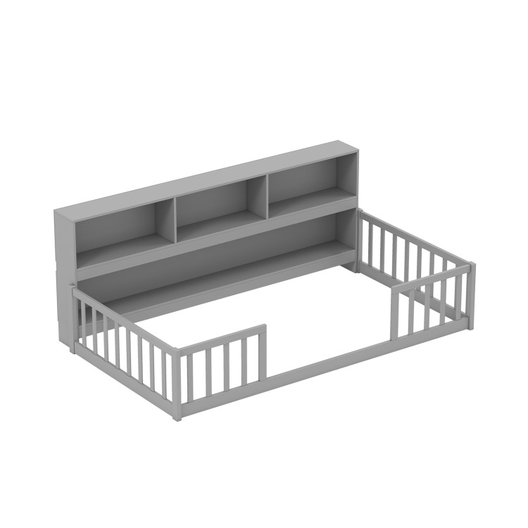 Twin Size Montessori Floor Bed with Bookcase