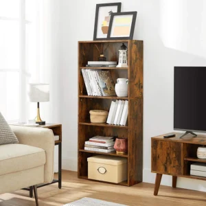 VASAGLE Bookshelf, 5-Tier Open Bookcase with Adjustable Storage Shelves, Floor Standing Unit, Rustic Brown retail $70