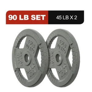 Signature Fitness 2-Inch Cast Iron Weight Plates – Olympic Barbell Plates for Strength and Resistance Training,
