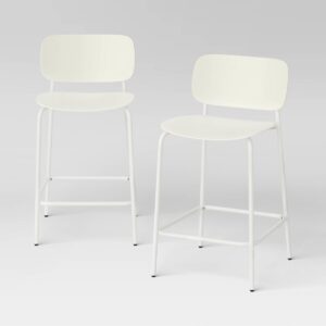 Set of 2, 24" Molded Plastic with Metal Base Counter Height Barstools White - Room Essentials™