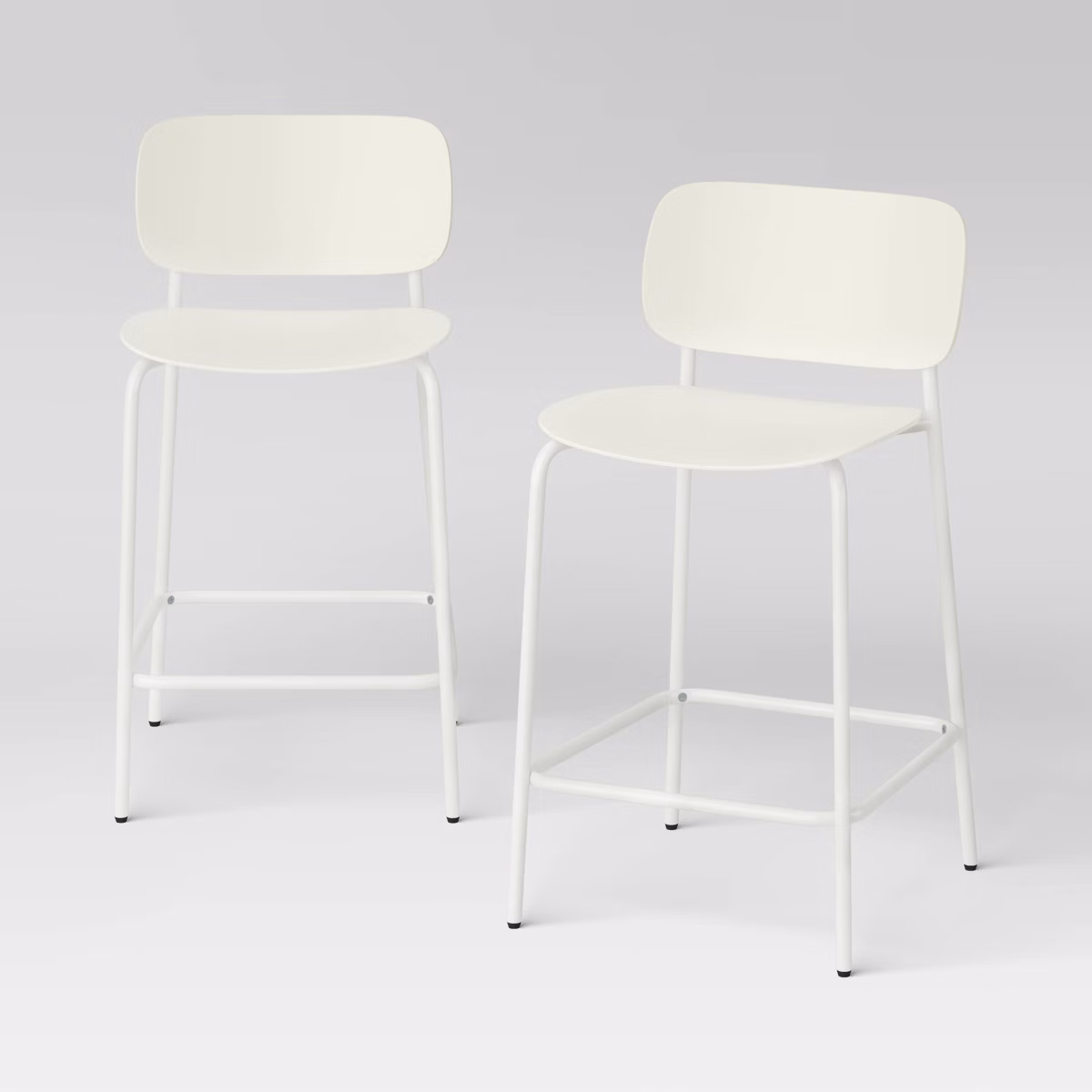 Set of 2, 24″ Molded Plastic with Metal Base Counter Height Barstools White – Room Essentials™