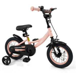12 Inch Kids Bike Adjustable with Removable Training Wheels Pink for 3yrs