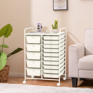 15-Drawer Utility Rolling Cart with Drawers Multi-Use Storage