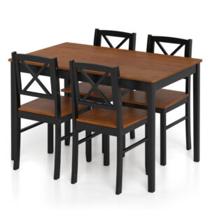 5 Piece Dining Table Set with Rectangular Kitchen Table and 4 Chairs for 4 People