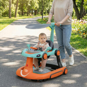 6-in-1 Baby Walker with Canopy Portable Activity Center Bouncer Rocker Combo with Music