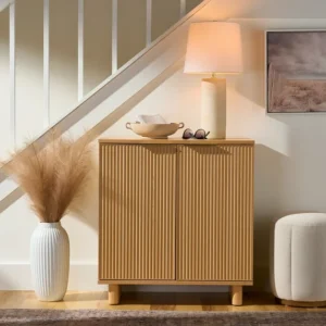 Better Homes & Gardens Lillian Fluted Accent Cabinet, Natural Pine Finish