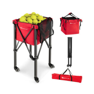 Lightweight Foldable Tennis Ball Teaching Cart with Wheels and Removable Bag