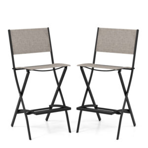 Folding Bar Stools Set of 2 Backrest Humanized Footrest