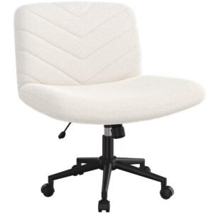Yaheetech 32.5"H Fabric Swivel Desk Chair Office Chair for Home Office, Ivory