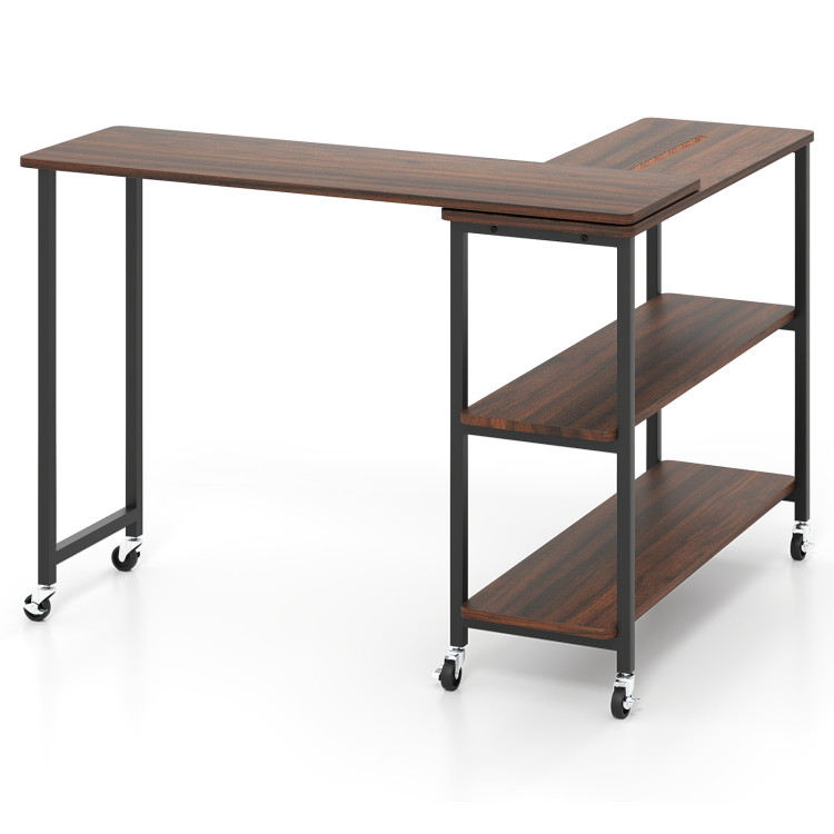 Patented Large 360-Degree Free Rotating Sofa Side Table with Wheels and Storage Shelf