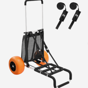 VEVOR Beach Dolly with Big Wheels for Sand, 29.9" x 15.4" Cargo Deck, w/ 12" Solid Wheels, 165LBS Loading Capacity Folding Sand Cart & 27" to 44.7" Adjustable Height, Heavy Duty Cart for Beach