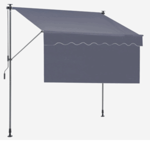 VEVOR Manual Retractable Awning, 118" Outdoor Retractable Patio Awning Sunshade Shelter, Adjustable Patio Door Window Awning Canopy with 39" Sun Shade Curtain for Backyard, Garden, Balcony