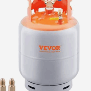 VEVOR Refrigerant Recovery Tank, 30 LBS Capacity, 400 psi Portable Cylinder Tank with Y-Valve for Liquid/Vapor, High-sealing Recovery Can for R22/R134A/R410A, Orange+Gray