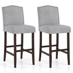 Set of 2 Bar Height Dining Side Barstools with Thick Cushion