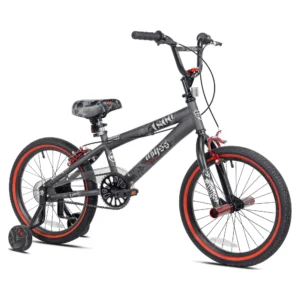 18" Kent Bicycle Abyss Freestyle BMX Bicycle, Fits Riders 3'2"-4'2", Gray, Child, Unisex built