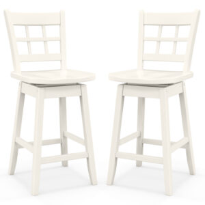 Counter Height Barstools Set of 2 with 6-Grid Hollow Back and Seat