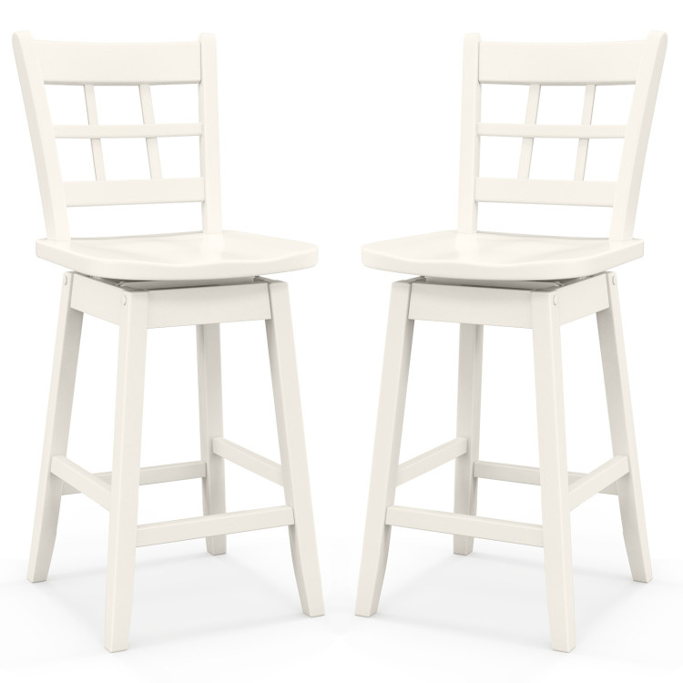Counter Height Barstools Set of 2 with 6-Grid Hollow Back and Seat